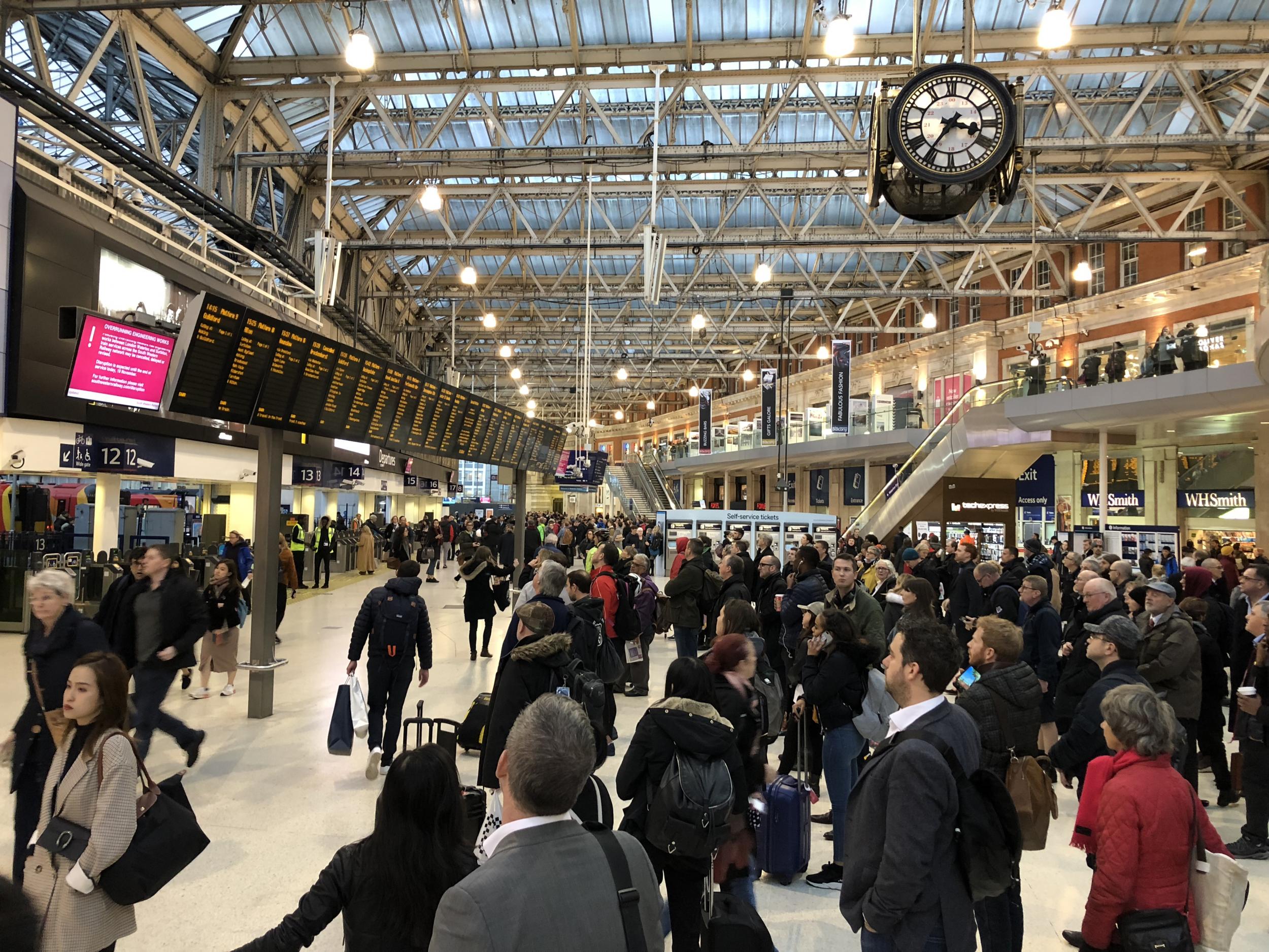 Going places? Commuters at Waterloo Station in London at the start of the afternoon rush hour