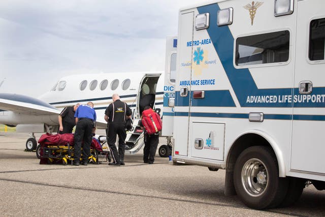 A twin-engine ambulance airplane crashed in North Dakota, killing all three on board as they were on their way to a patient