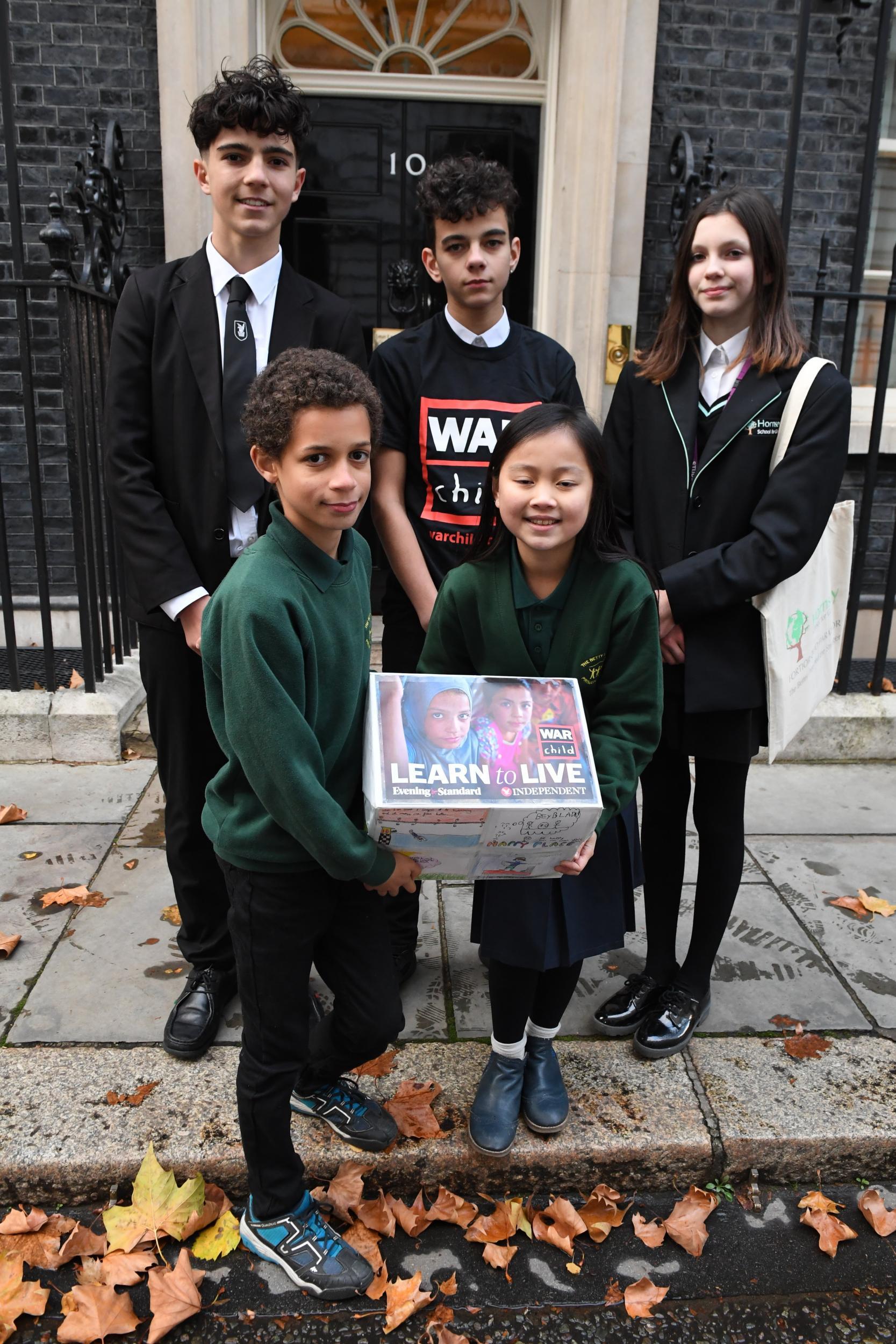 Pupils from four London schools in our campaign hand-delivered more than 700 letters and our petition to the prime minister