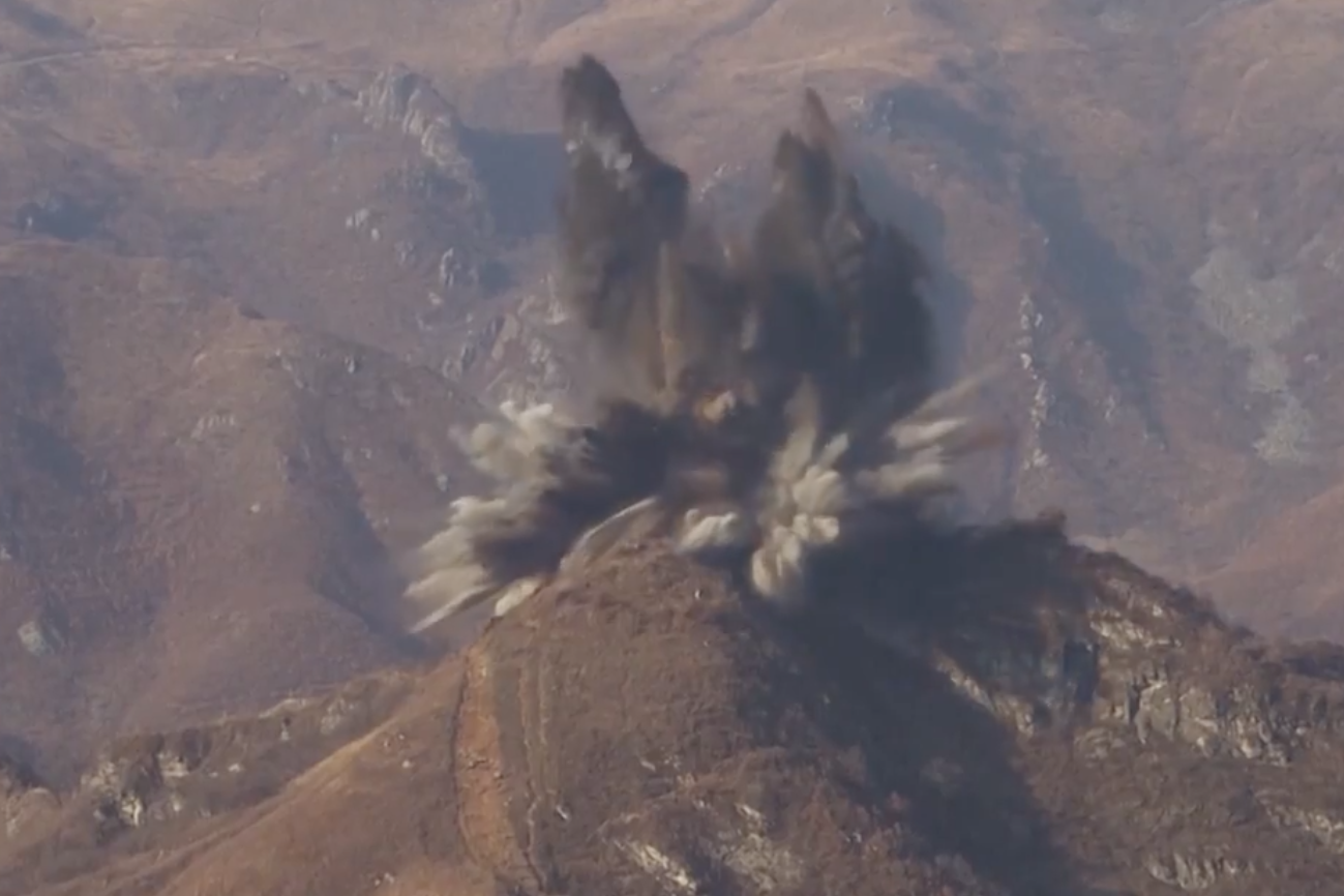 North Korea detonated ten guard posts in the DMZ per a peace agreement with South Korea