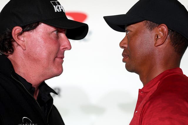Phil Mickelson stares down Tiger Woods ahead of The Match this Friday