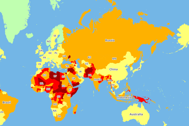 The Travel Risk Map 2019 maps out security risks across the world