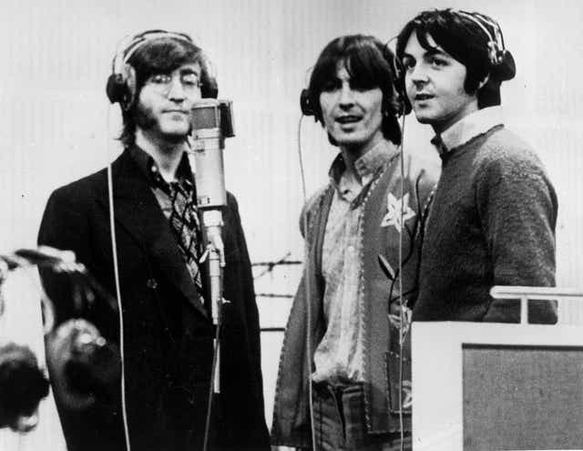 Lennon, Harrison and McCartney recording in 1968, the year of the band’s eponymous double album, one that both pleased and perplexed the world