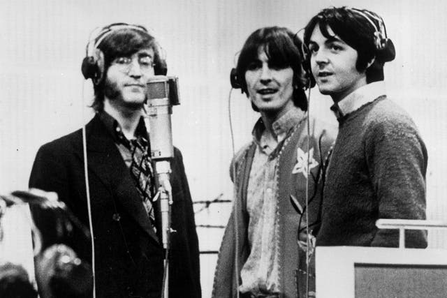 Lennon, Harrison and McCartney recording in 1968, the year of the band’s eponymous double album, one that both pleased and perplexed the world