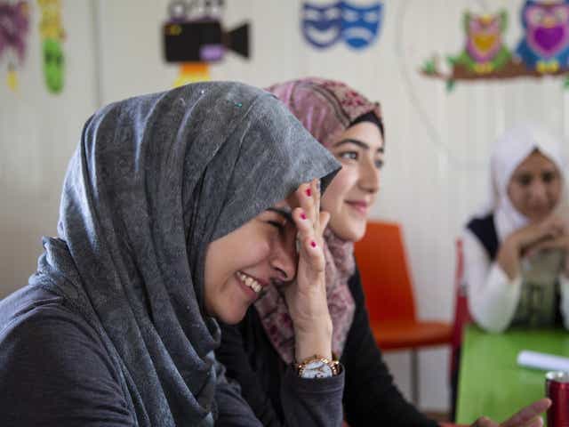 Syrian refugees in Zaatri camp in Jordan who were twinned with London schoolgirls