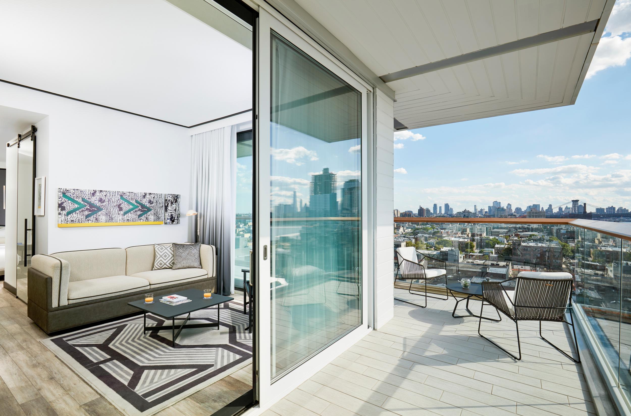 A corner suite at The William Vale comes with blockbuster views of Manhattan