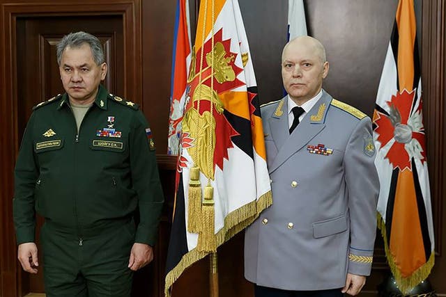 Igor Korobov (right) with Russian defence minister Sergei Shoygu at a ceremony in Moscow in 2016