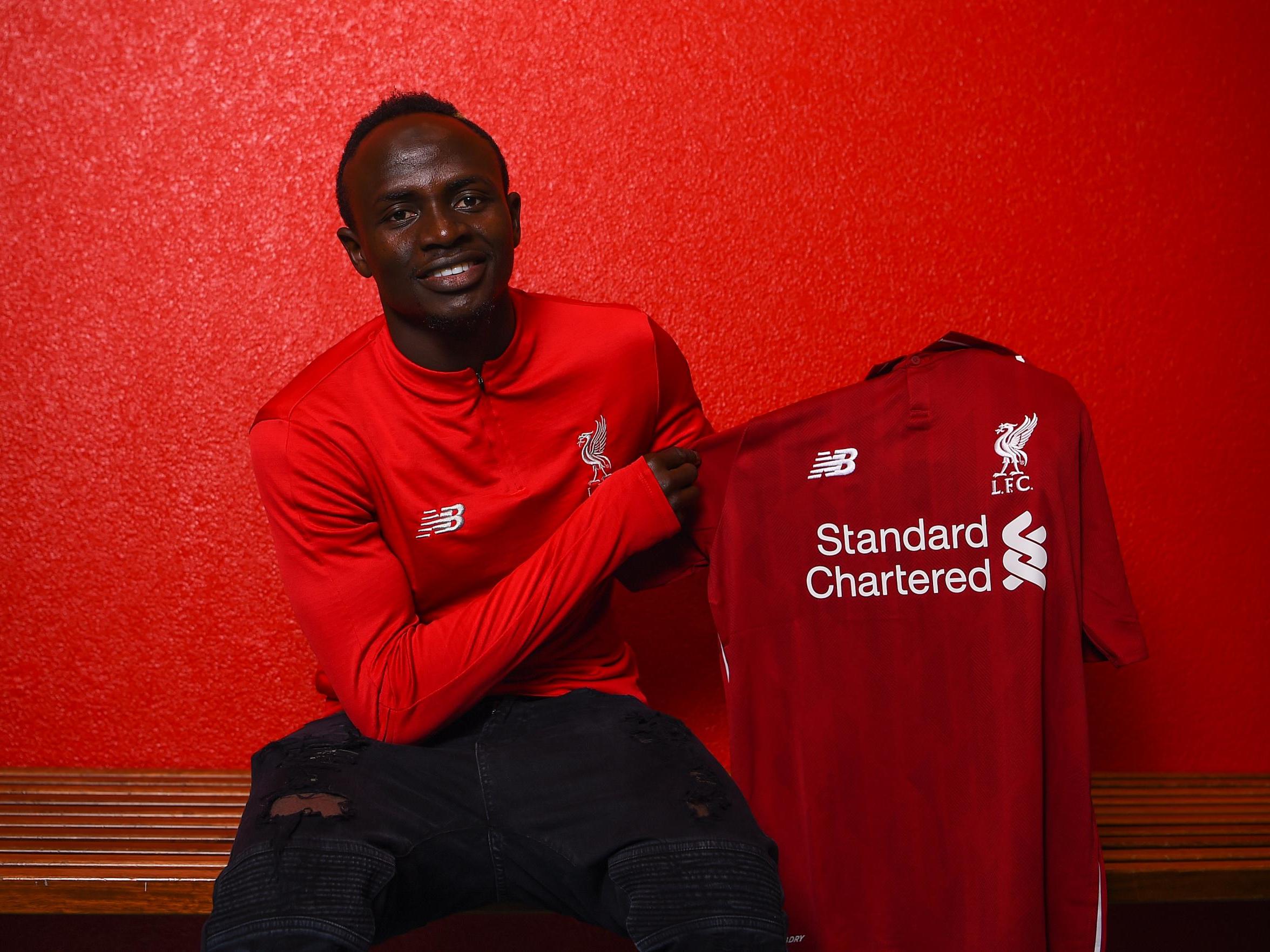 Sadio Mane of Liverpool after signing a contract extension