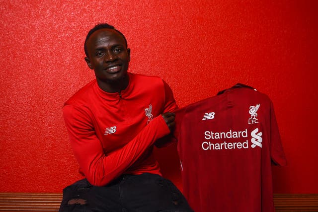 Sadio Mane of Liverpool after signing a contract extension