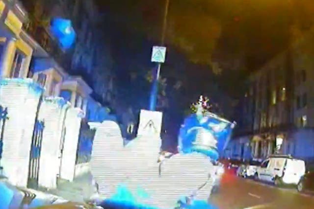 The MET released footage showing a police car in 'tactical contact' with a moped rider