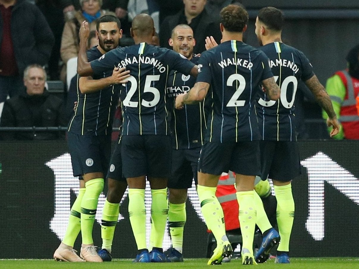 Manchester City's David Silva celebrates scoring