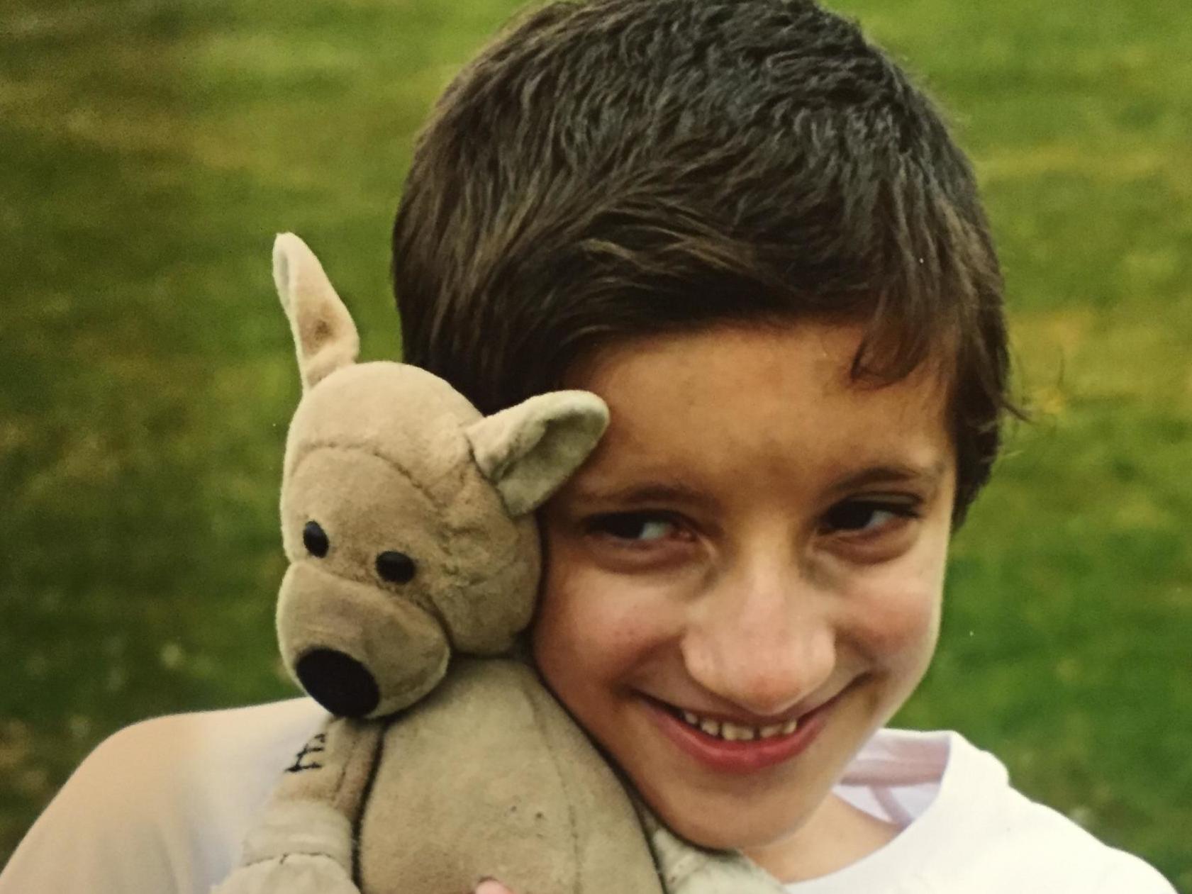 George Fawkes with his toy kangaroo