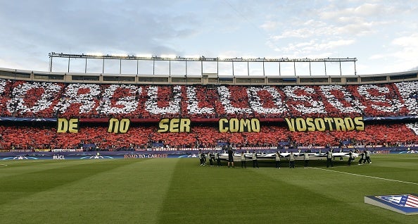 Atletico fans created a mosaic reading 'Proud of not being like you' against Real Madrid last year