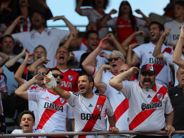 River Plate fans inside the stadium before the match