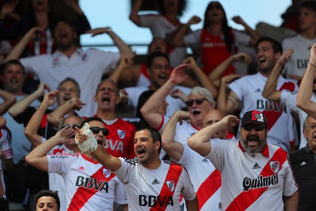 River Plate fans inside the stadium before the match