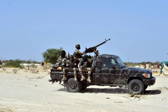 Soldiers from Niger photographed on a joint mission against Boko Haram in Nigeria, in May 2015