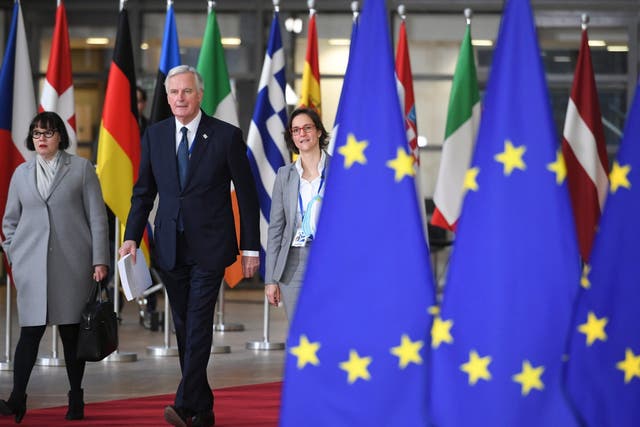 Michel Barnier arrives at European council in Brussels, Belgium
