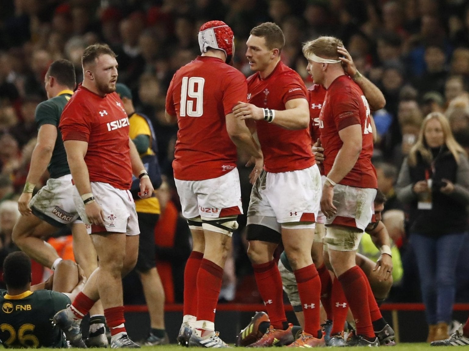 Wales celebrate their win over South Africa