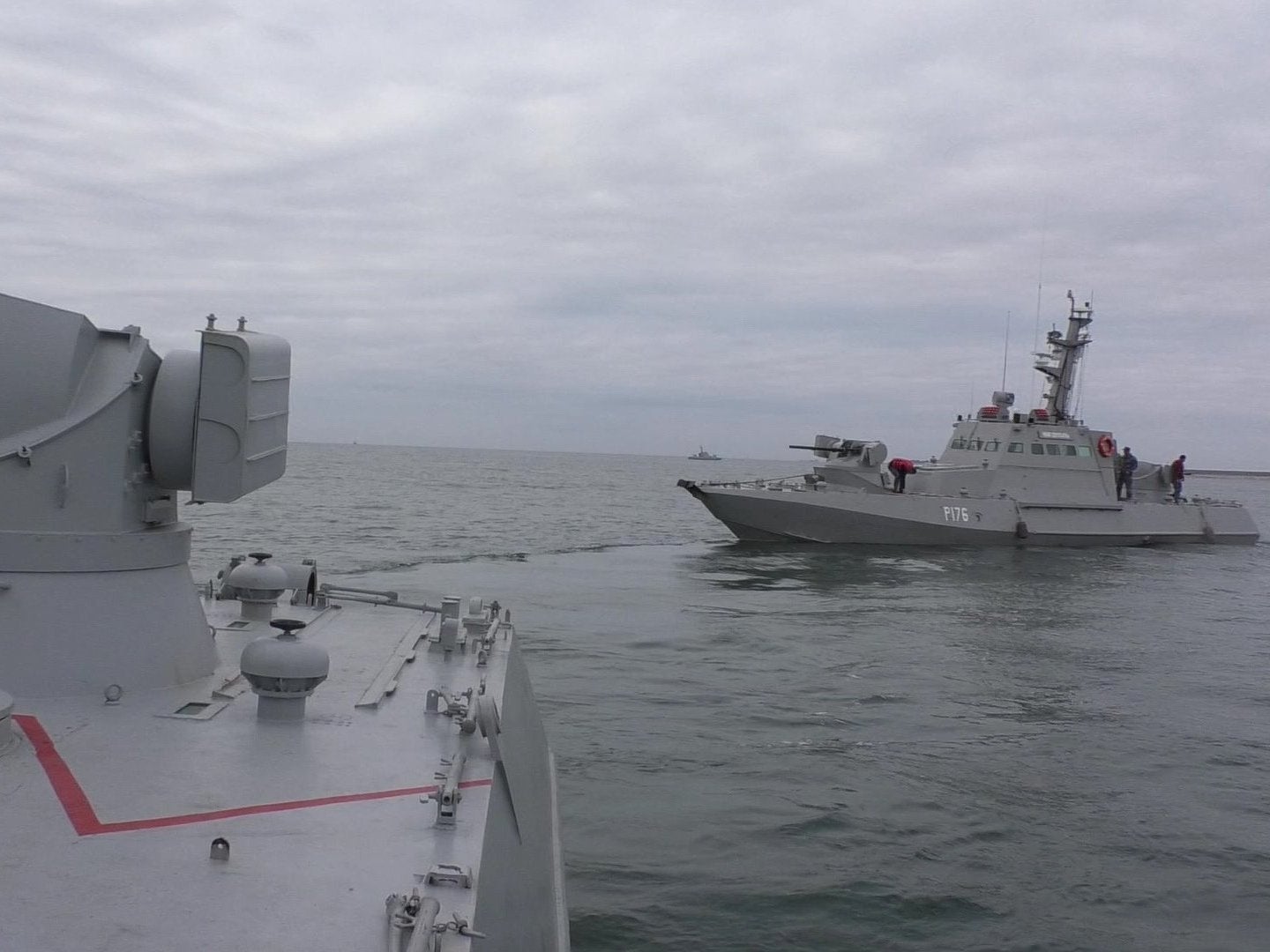 A Russian coast guard ship appears to have rammed a Ukrainian Navy tugboat just off the Crimean peninsula