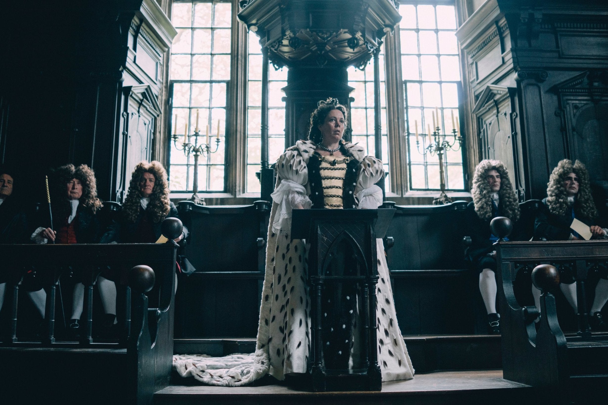 Olivia Colman in a scene from the film "The Favourite"