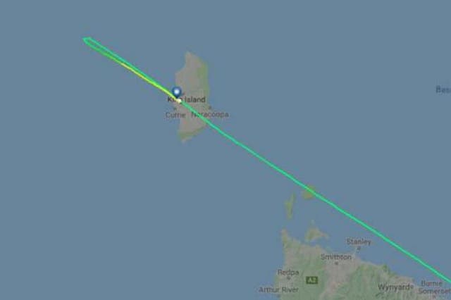 Tracking data shows the flight overshot King Island