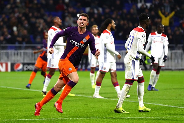 Aymeric Laporte scored his second goal for City against Lyon in midweek