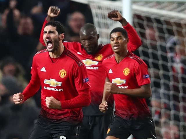 Marouane Fellaini's late winner sent Manchester United through on the night