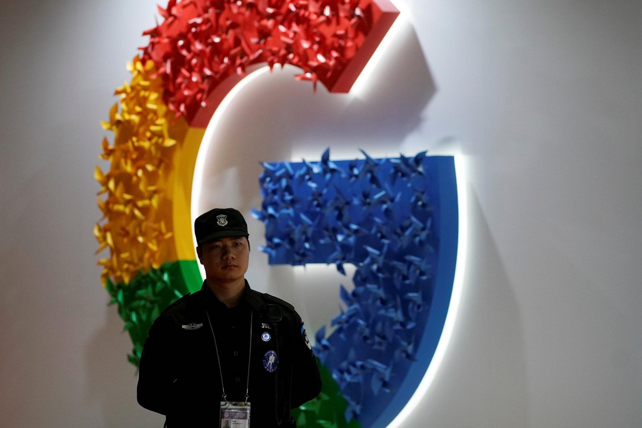 A Google sign is seen during the China International Import Expo (CIIE), at the National Exhibition and Convention Center in Shanghai, China