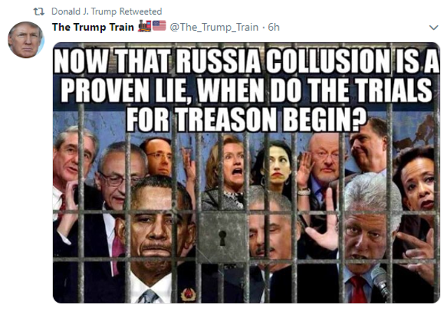 Trump Retweets Image Of Us Deputy Attorney General Rod Rosenstein Behind Bars For Treason The Independent The Independent