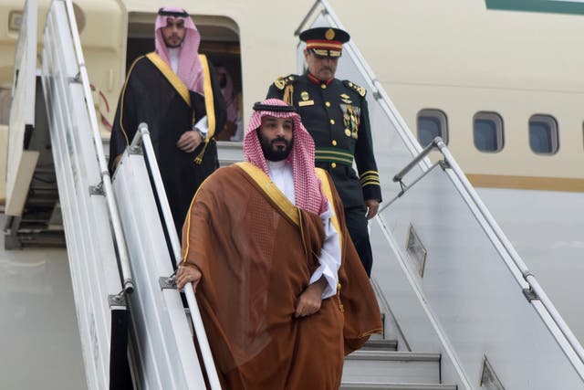 Saudi Arabia's crown prince Mohammed bin Salman arrives at Ministro Pistarini in Buenos Aires, Argentina 