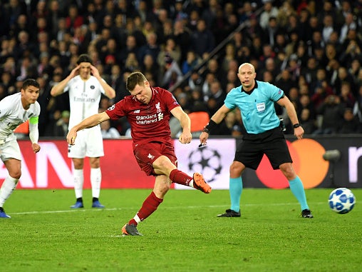 James Milner scored from the spot to give Liverpool hope at half-time