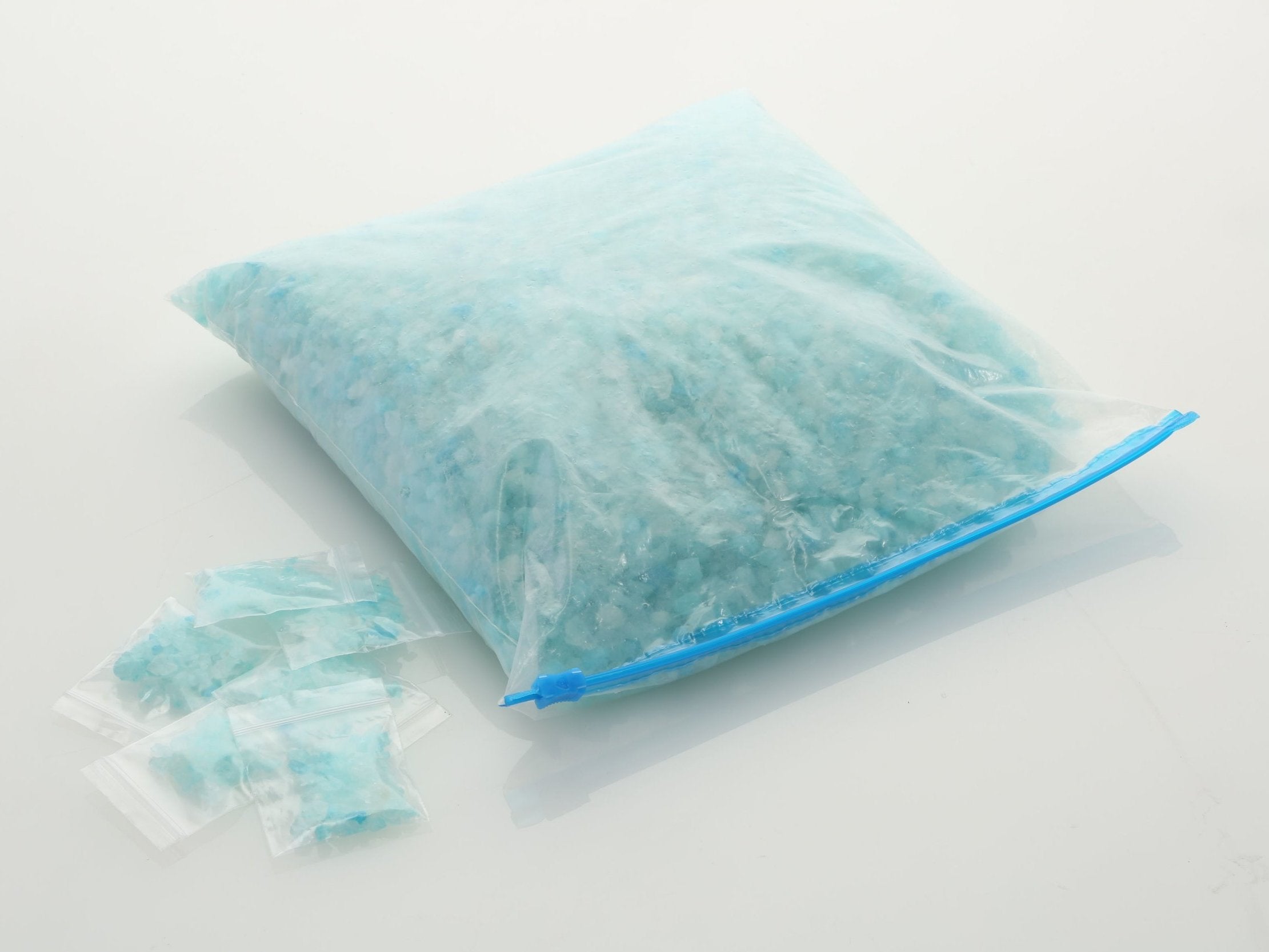 Officers found a blue, crystal-like substance, which a roadside test kit seemed to confirm was meth (pictured: a bag of 'blue sky' crystal meth used as a prop in US television series Breaking Bad /