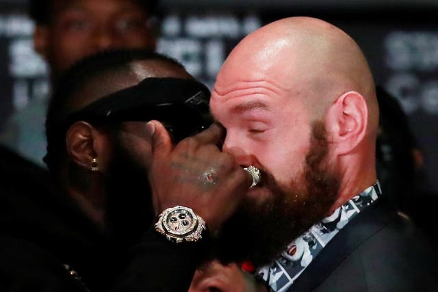 Frank Warren accused Deontay Wilder of poking Tyson Fury in the eye during Wednesday’s press conference