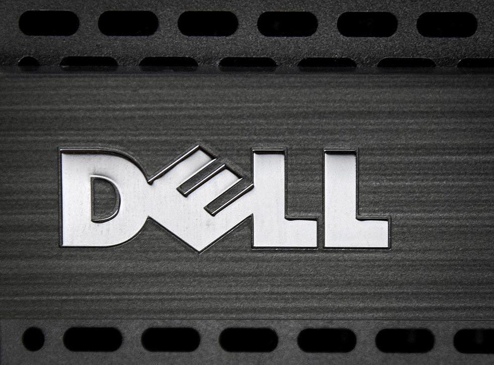 Dell logo is pictured on the front of a computer