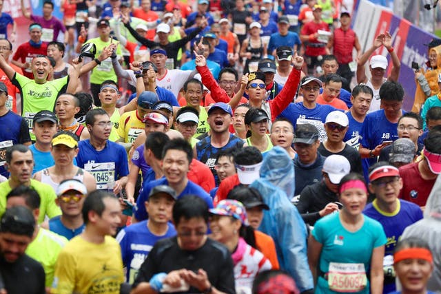 Runners in action during the Shenzhen Half-Marathon