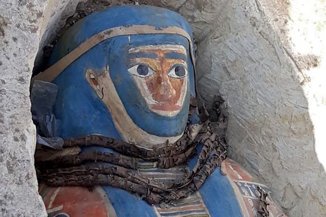 Eight mummies dating back over 2,300 years were found by Egyptian archaeologists at a pyramid complex south of Cairo