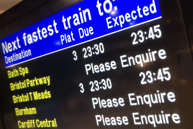 Going places? A departures board at London Paddington this week