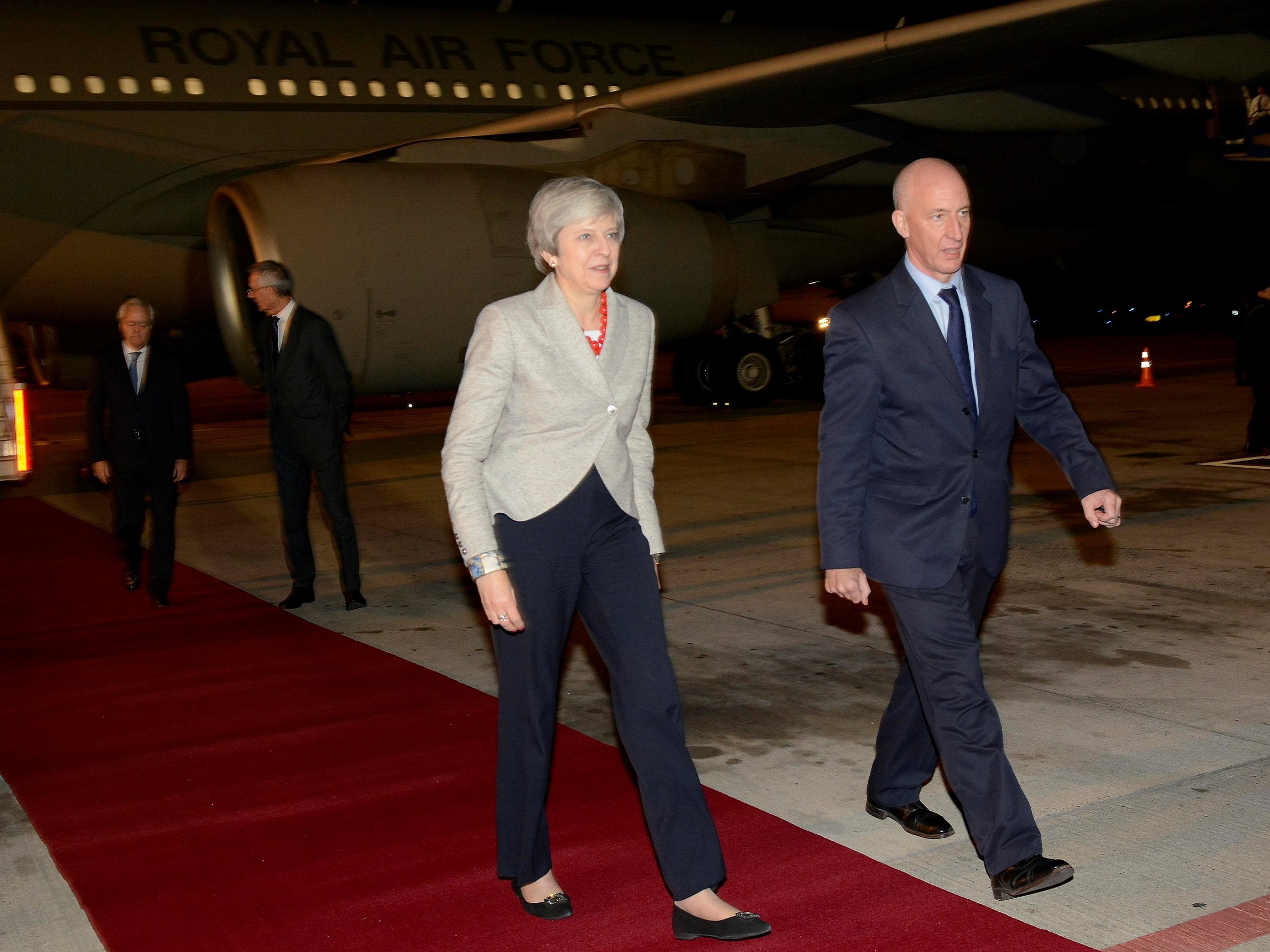 Theresa May arrives ahead of the G20 leaders' summit in Buenos Aires, Argentina