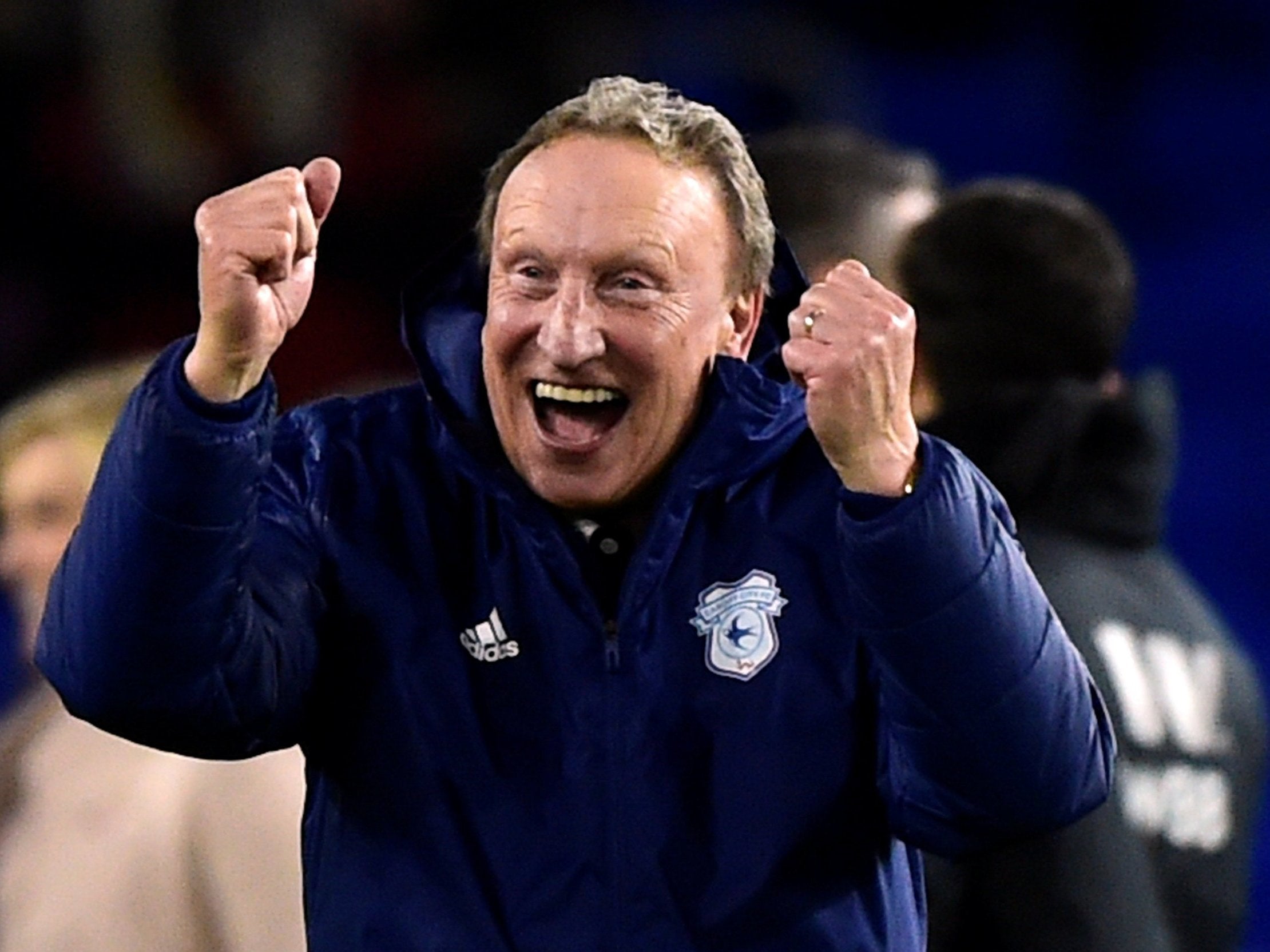 Neil Warnock celebrates Cardiff's victory over Wolves ahead of his 70th birthday