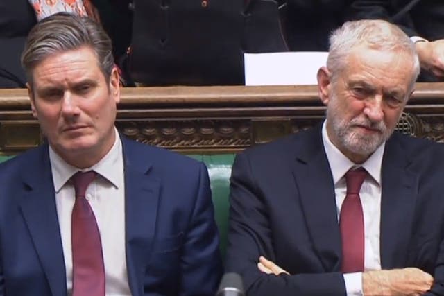 Labour leader Keir Starmer alongside his predecessor Jeremy Corbyn