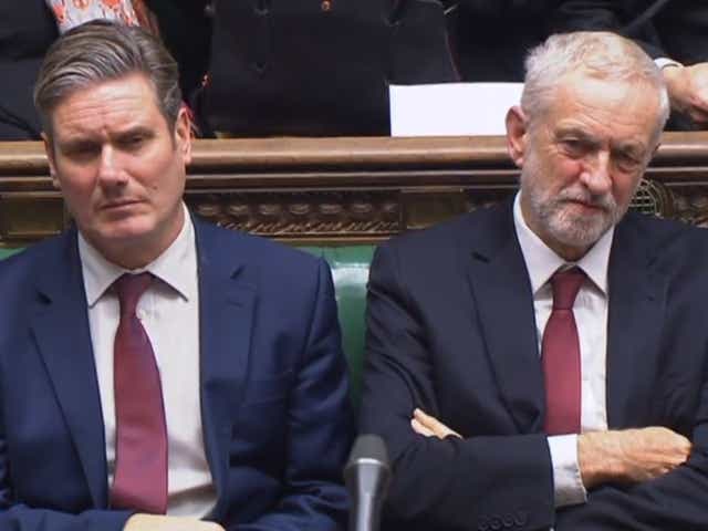 Labour leader Keir Starmer alongside his predecessor Jeremy Corbyn