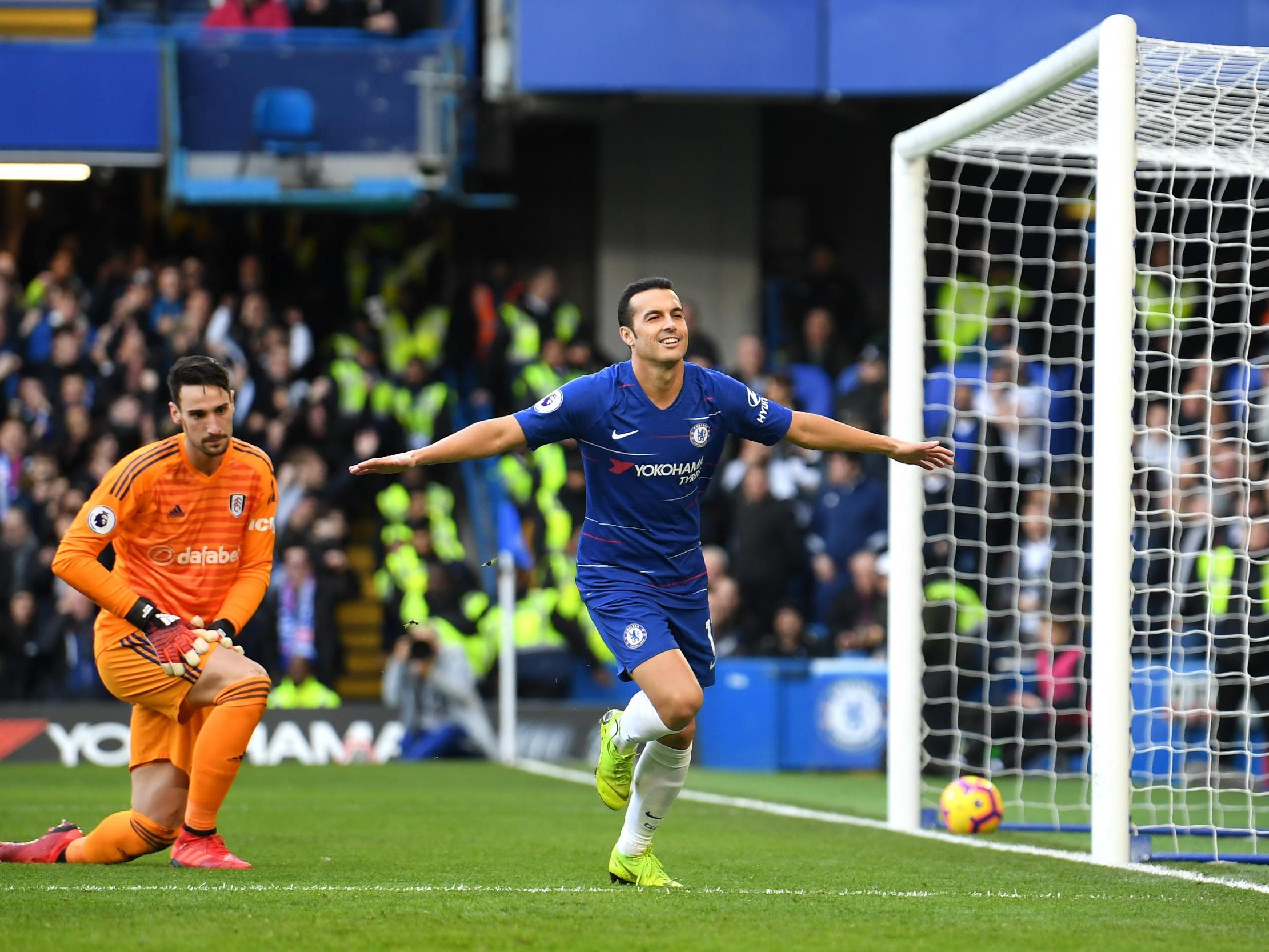 Pedro scored Chelsea’s first goal of the afternoon