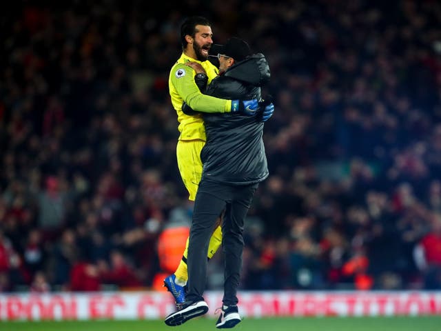 Jurgen Klopp ran across the pitch to celebrate Liverpool’s winner