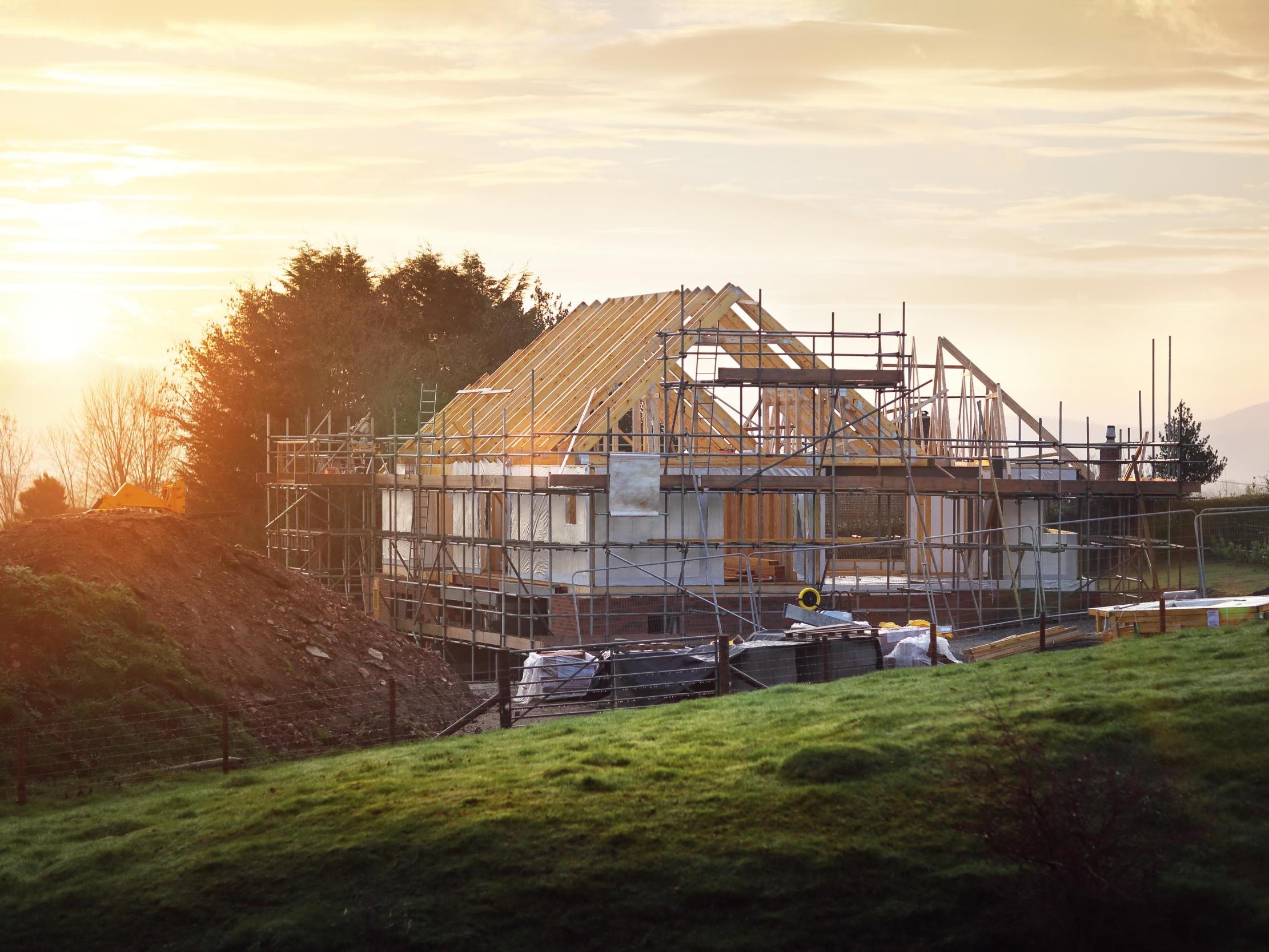 Home under construction in the UK. Developers could be forced to create 10 per cent more 'biodiversity units' for every project they undertake in England under government proposals