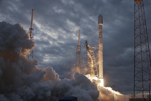 The Falcon 9 rocket launches in January of 2014. On December 3rd, the rocket will launch again, carrying 64 payloads into earth's orbit. Credit: SpaceX