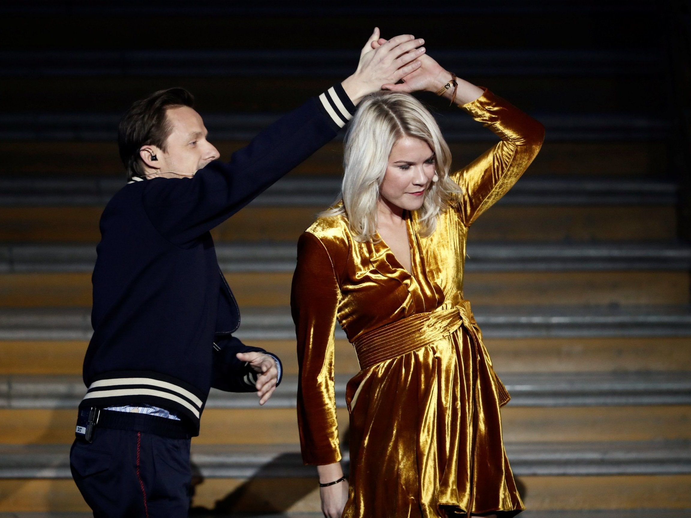 Ada Hegerberg in an awkward exchange with Martin Solveig