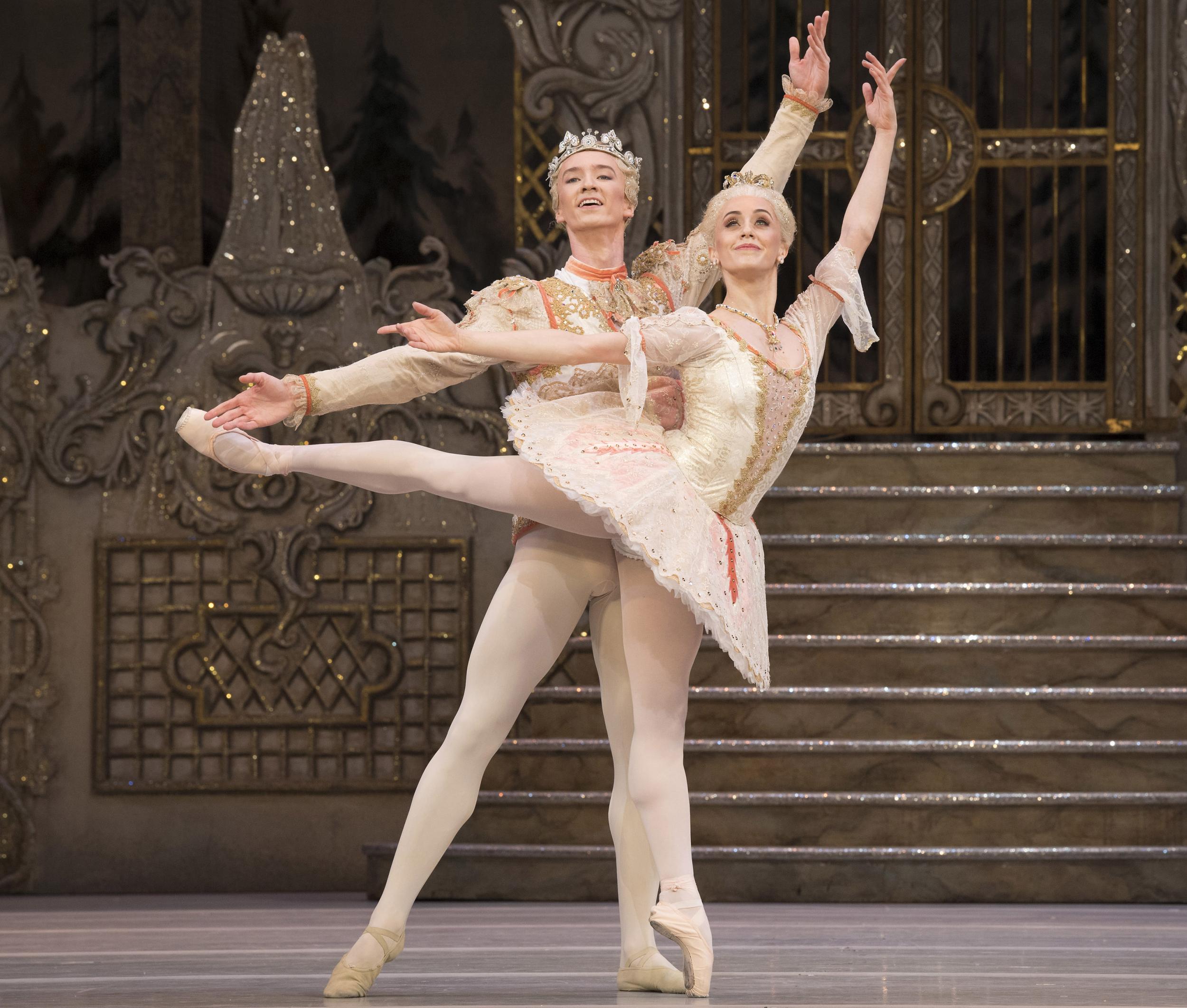 Vadim Mutagirov as The Prince and Marianela Nunez as the Sugar Plum Fairy in the Royal Ballet’s production of The Nutcracker