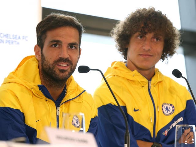 Cesc Fabregas and David Luiz of Chelsea