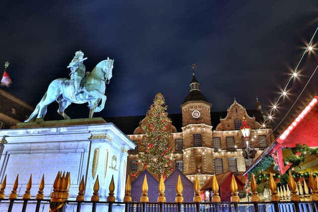 Dusseldorf gets in the festive spirit with its Christmas market in front of the historic city hall