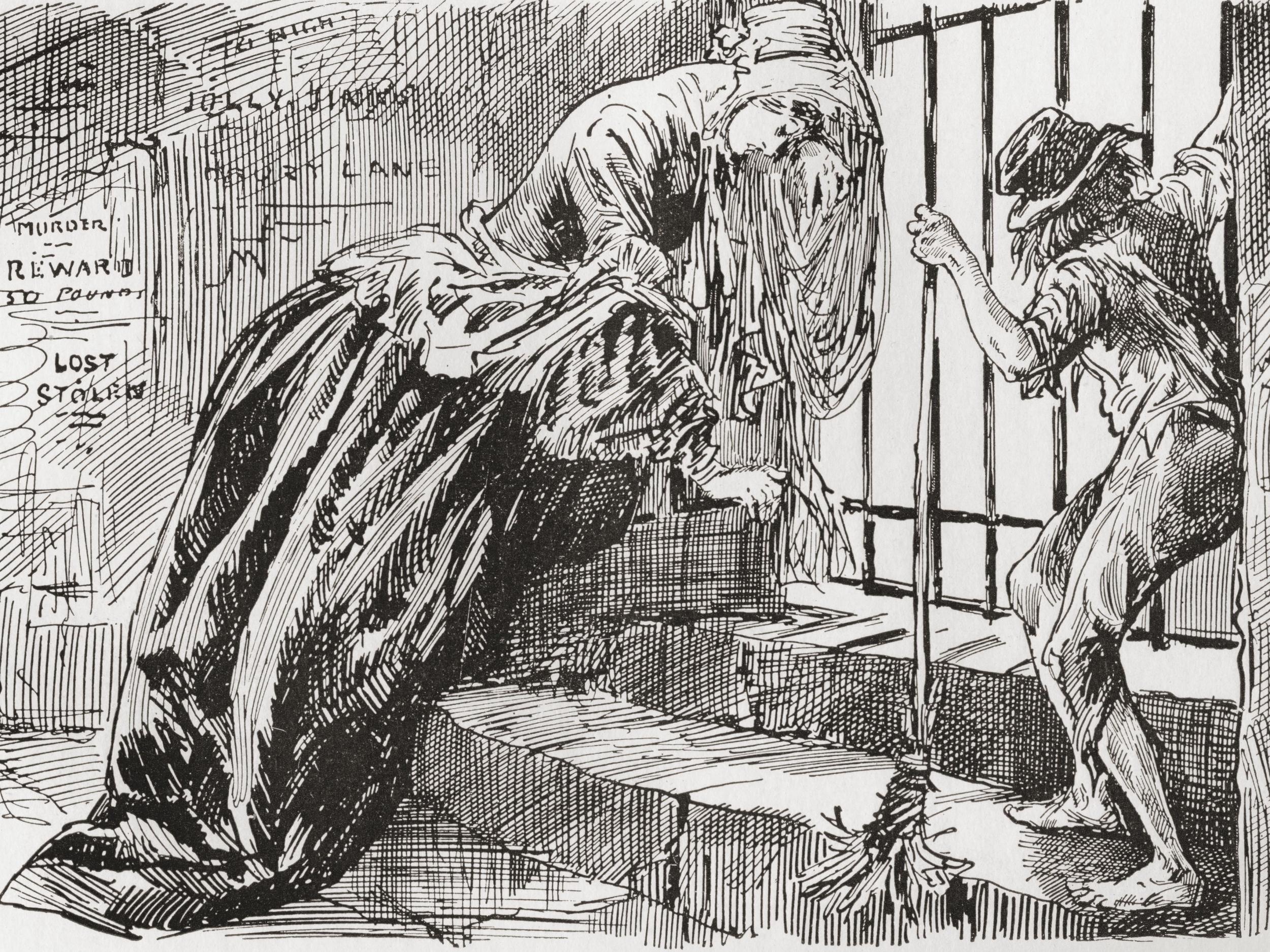 Lady Dedlock and Jo. Illustration by Harry Furniss from 1910